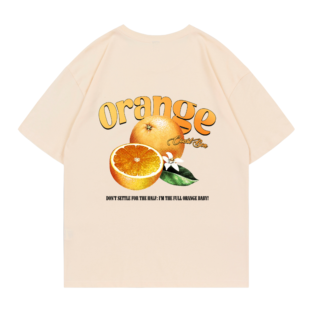 Orange Printed Cotton T-shirt