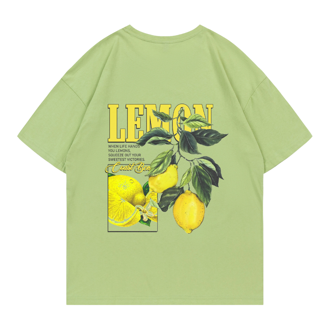Lemon T-shirt - Fresh Green Oversized Tee with Lively Lemon Design