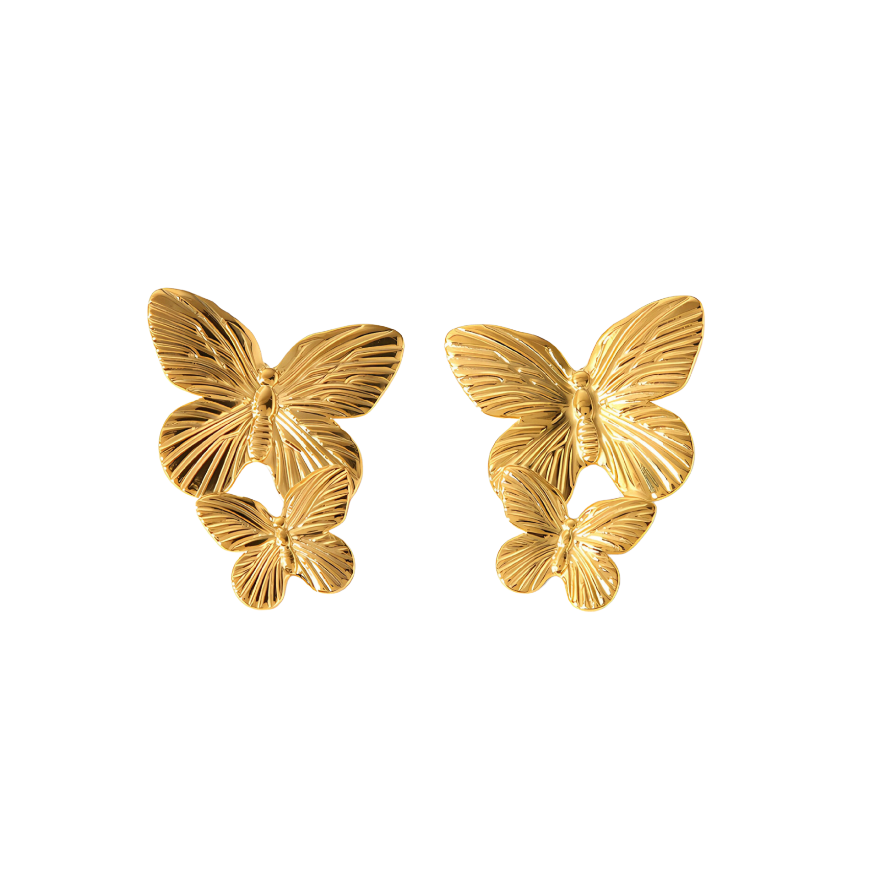 Gold Double Butterfly Earings CoastBcn
