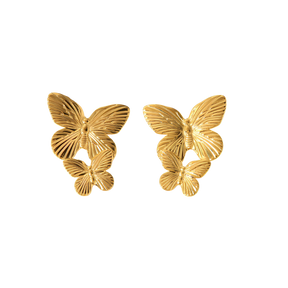 Gold Double Butterfly Earings CoastBcn